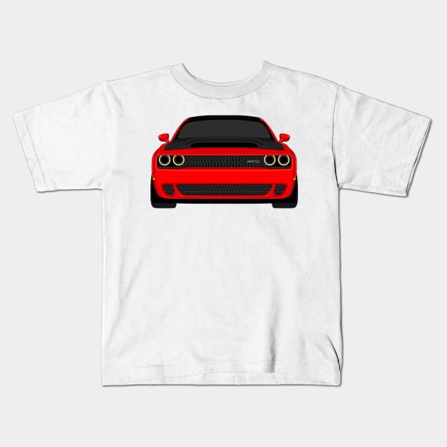 DODGE DEMON FRONT RED Kids T-Shirt by VENZ0LIC